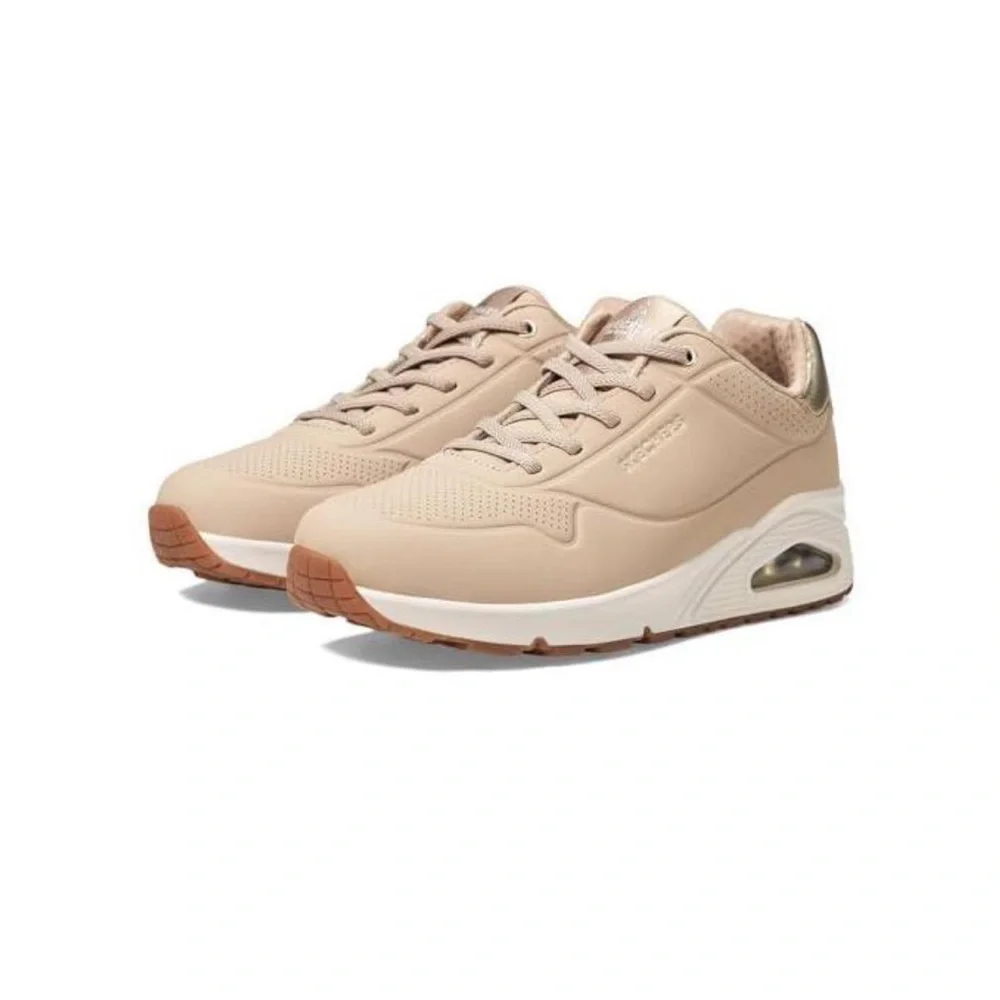 Skechers LA UNO Shimmer Away Womens‎ Trendy NUDE Sneakers sz 5.5 NEW Casual